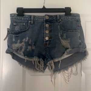 Cut-Off Denim Shorts With Button Fly
